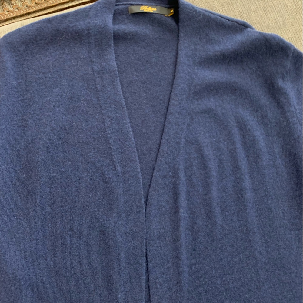 Cashmere/ Wool Lng Navy Crdgn. Pockets. Worn 1x. Made in Italy. Sz 8-14